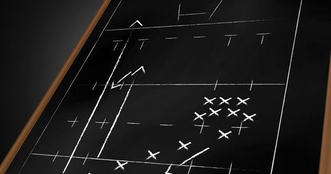 Strategic game plan on blackboard for sports