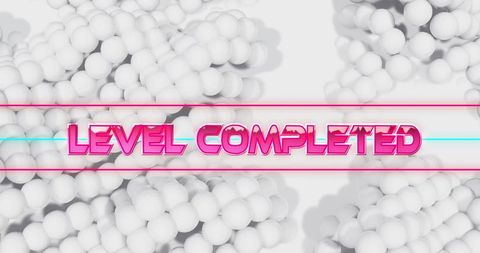 Retro Level Completed Text Overlay on Moving Shapes - Download Free Stock Images Pikwizard.com