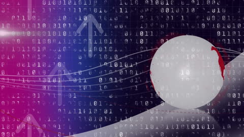 Futuristic Globe with Binary Code and Upward Arrows