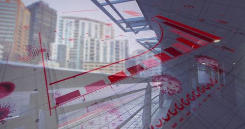 Futuristic Infographic Overlay on Urban Landscape