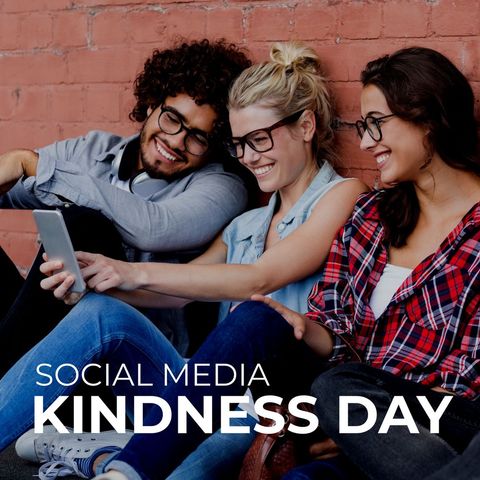 young diverse friends taking selfie promoting social media kindness day - Download Free Stock Templates Pikwizard.com