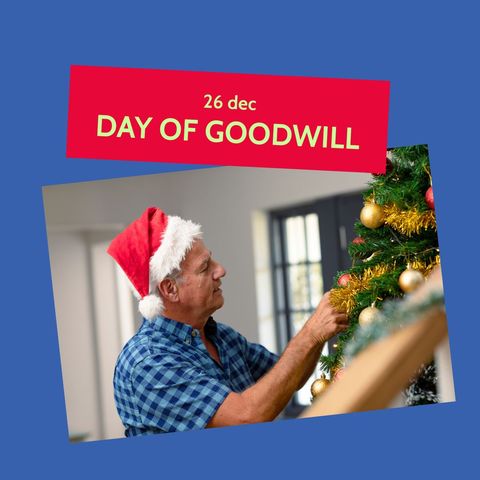 senior man decorating christmas tree for day of goodwill celebration - Download Free Stock Templates Pikwizard.com