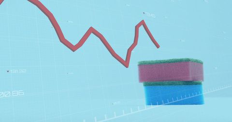 Economic downtrend illustrating recession concepts with sponges