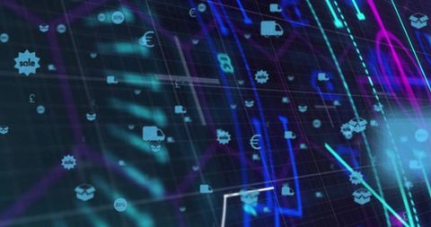 Visualizing neon supply chain analytics with real-time logistics and currency flows