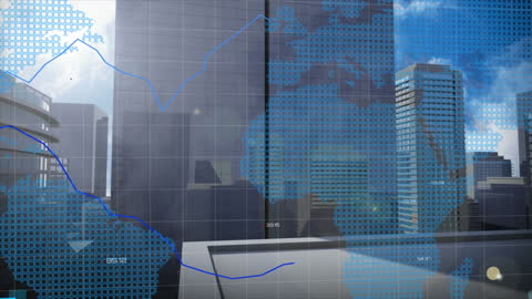 Global Financial Data Overlay on Urban Skyline
