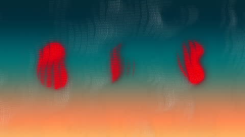 Abstract Red Shapes on Gradient Background Art