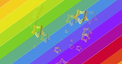 Rainbow Background with Golden Stars for Pride Celebration