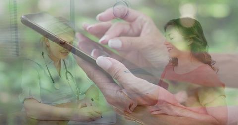 Doctor conducting telehealth consultation using smartphone