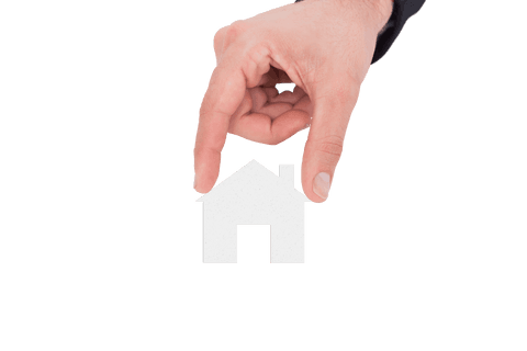 Hand Holding House Model on Transparent Background Illustration