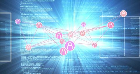Digital Network Visualization with Code and User Icons