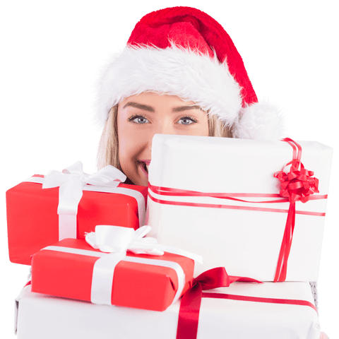 festive blonde holding christmas gifts with transparent background - Download Free Stock Videos Pikwizard.com