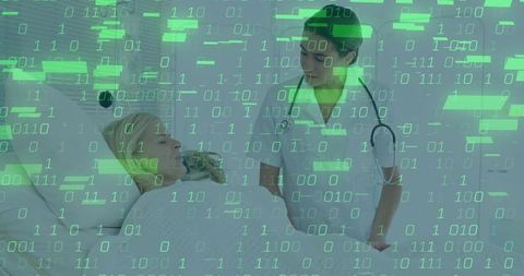 Senior Patient with Nurse: Healthcare Meets Technological Innovation