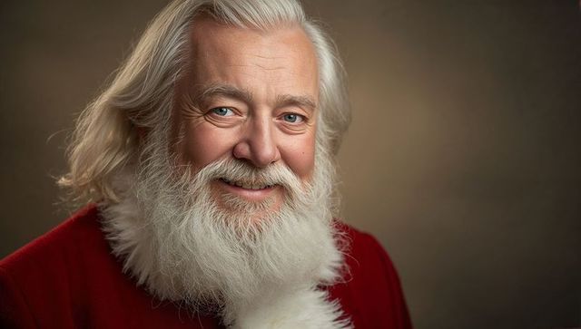 Cheerful santa claus figure with warm expression in studio portrait