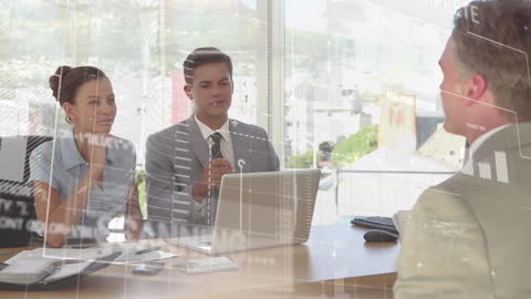 Business Team Analyzing Financial Data with AR Interface