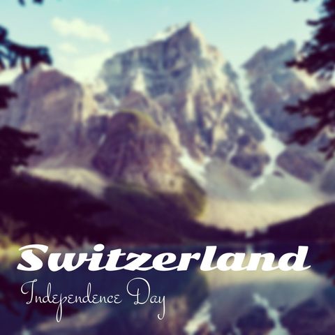 Switzerland independence day celebration with winter alps
