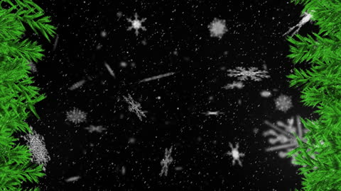 Festive Falling Snowflakes with Evergreen Borders