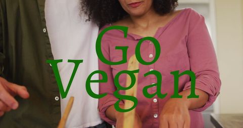 Diverse Couple Cooking Together Celebrating Vegan Lifestyle