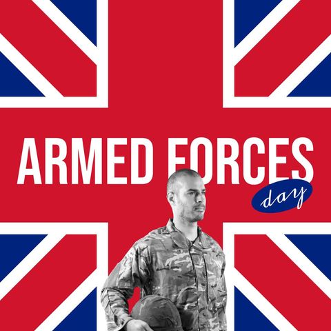 armed forces day celebration with uk flag and soldier - Download Free Stock Templates Pikwizard.com
