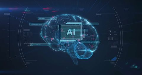 Digital Brain with AI Text and Data Interfaces - Download Free Stock Images Pikwizard.com