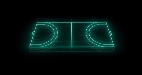 Futuristic Neon Sports Field on Black Background