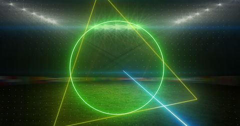 Glowing Neon Shapes on Floodlit Sports Field at Night - Download Free Stock Images Pikwizard.com