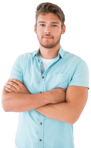 confident young man posing with arms crossed on transparent background - Download Free Stock Videos Pikwizard.com