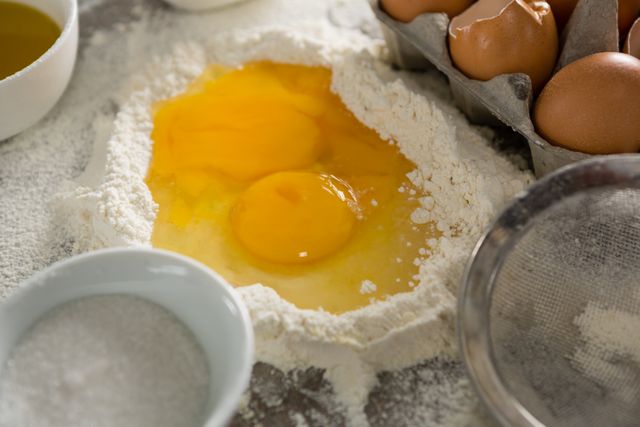 Egg yolk mixed with flour - Download Free Stock Photos Pikwizard.com