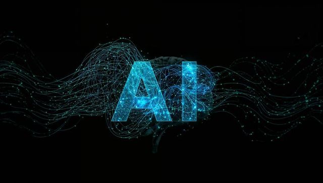 Glowing Blue AI Lettering with Neural Network Visual
