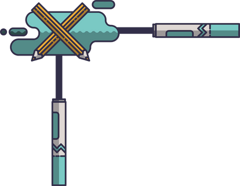 Creative Pencil and Shapes Illustration on Transparent Background