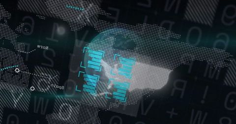 Futuristic digital interface on a dotted world map