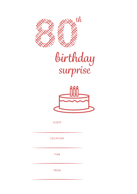 Transparent 80th Birthday Party Invitation with Red Design - Download Free Stock Videos Pikwizard.com