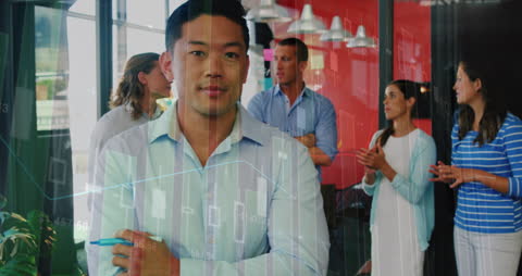 Diverse Team Collaborating with Analytics Overlay