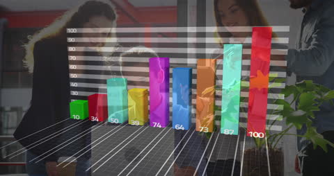 Diverse Business Team Analyzing Technology with Financial Growth Chart