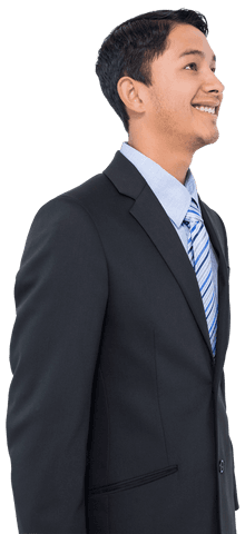 Confident Young Businessman Smiling on Transparent Background