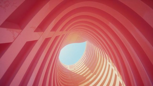 Innovative spiral architecture with oval sky view