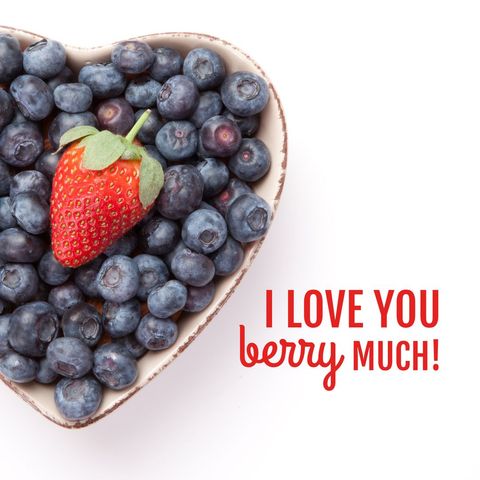 Heart-shaped bowl of berries for romantic and playful greetings