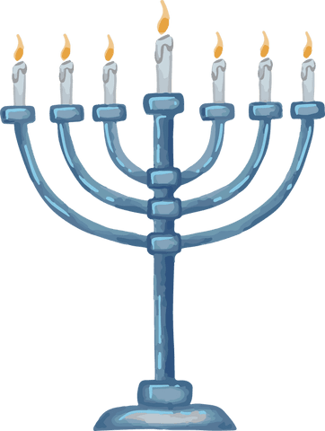 Transparent nine branch menorah with melting candles