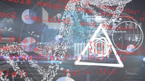 Digital DNA Helix and Data Streams Background Concept