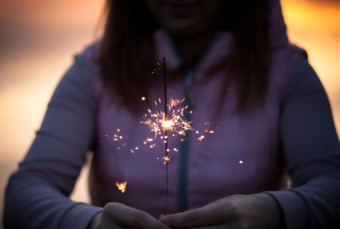 Person Holding Sparkler at Twilight