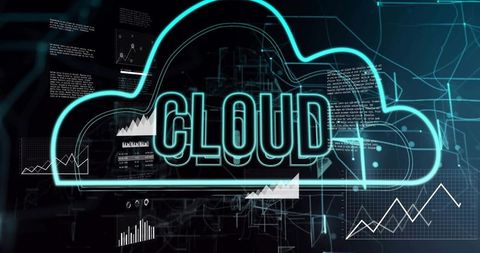 Neon Cloud Interface Displaying Digital Data Analytics