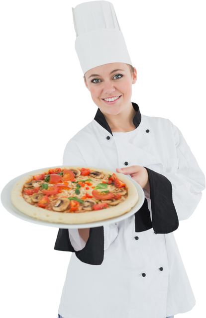 Transparent Portrait of Smiling Female Chef Holding Delicious Pizza - Download Free Stock Videos Pikwizard.com