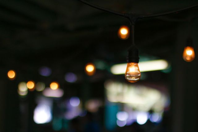 Vintage Edison Bulb String Lights Creating Cozy Ambiance - Download Free Stock Photos Pikwizard.com
