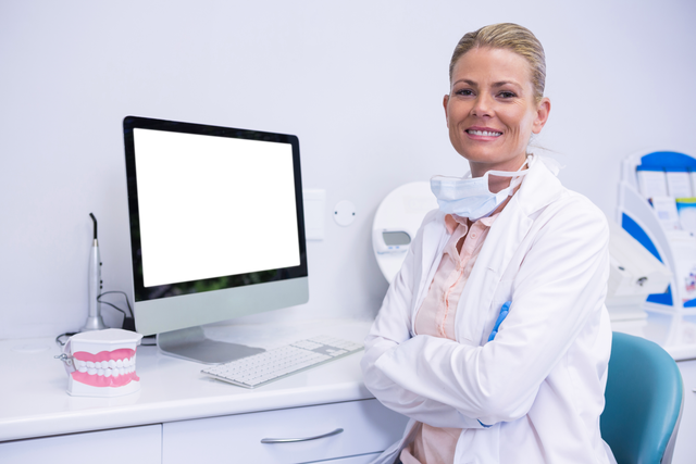 Smiling Dentist in Medical Clinic with Transparent Computer - Download Free Stock Videos Pikwizard.com