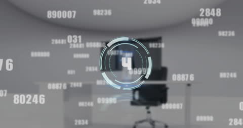 Virtual Countdown with Digital Interface in Modern Office