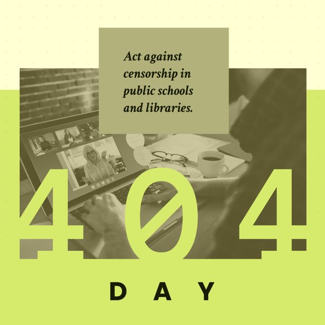 Caucasian Man Advocating Against Censorship on 404 Day Using Laptop - Download Free Stock Templates Pikwizard.com