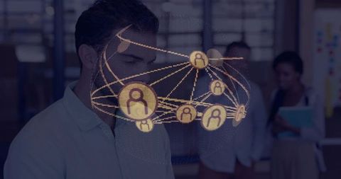 Holographic Team Network Visualizing Digital Collaboration and Connectivity in Office