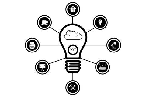 transparent iot network concept with connected lightbulb and icons - Download Free Stock Videos Pikwizard.com