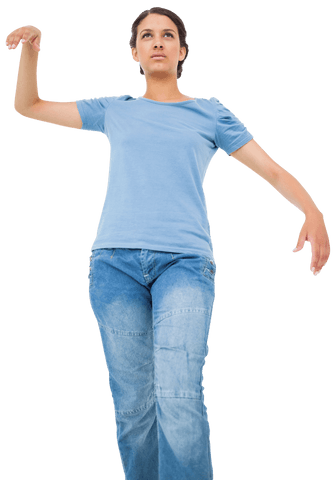 Caucasian Woman Posing in Casual Style on Transparent Background