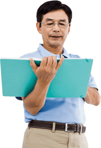 elderly man holding green folder in thoughtful pose transparent background - Download Free Stock Videos Pikwizard.com