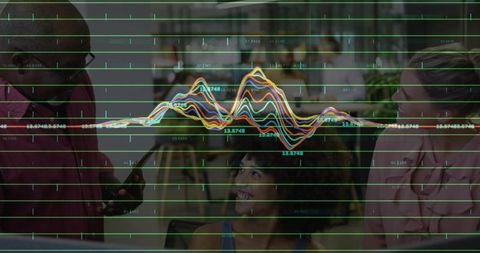 Business Professionals Analyzing Data with Growth Chart Overlay